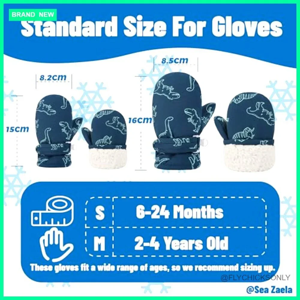 Toddler Winter Gloves Waterproof Fleece Lined Snow Mittens 6-24 Months